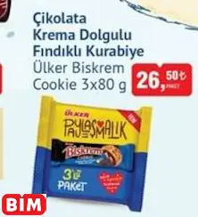 ÜLKER BİSKREM COOKİE ÇİKOLATA KREMA DOLGULU FINDIKLI KURABİYE